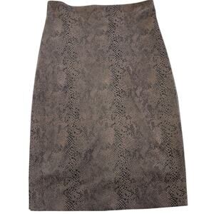 Olivaceous Skirt Womens Medium Brown Black Animal‎ Snake Pencil Stretch Midi